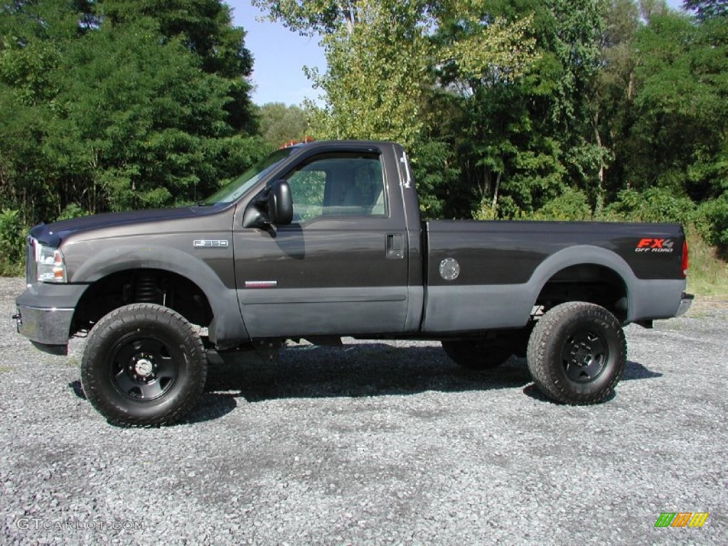 2006 F350 Super Duty XLT Regular Cab 4x4 - Dark Stone Metallic / Tan photo #3