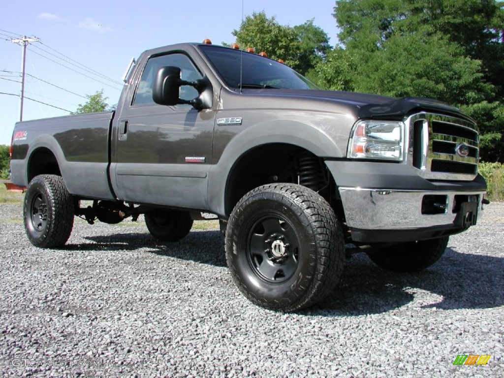 2006 F350 Super Duty XLT Regular Cab 4x4 - Dark Stone Metallic / Tan photo #17