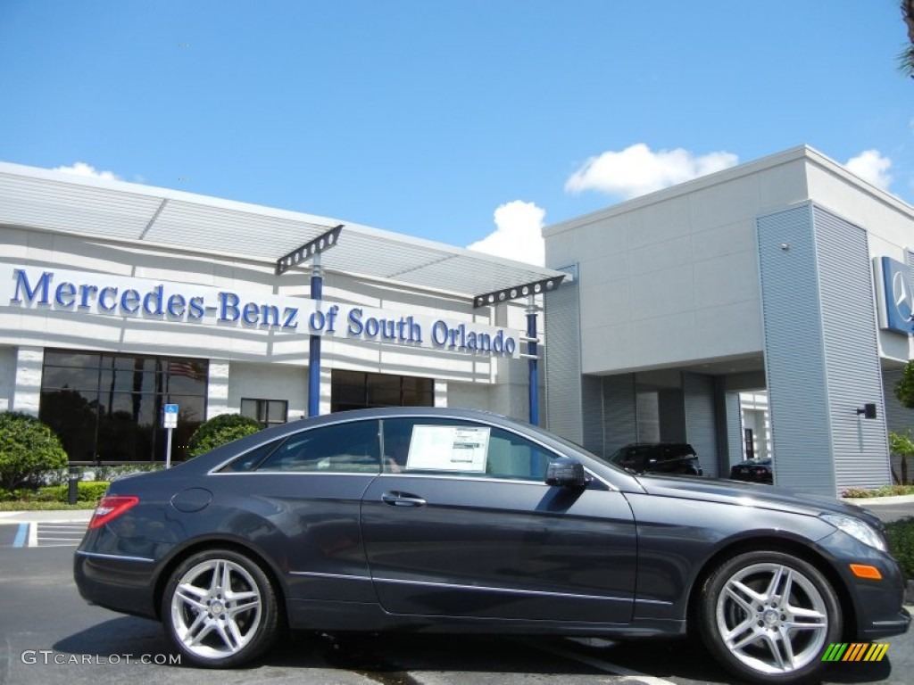 2013 E 350 Coupe - Steel Grey Metallic / Red/Black photo #1