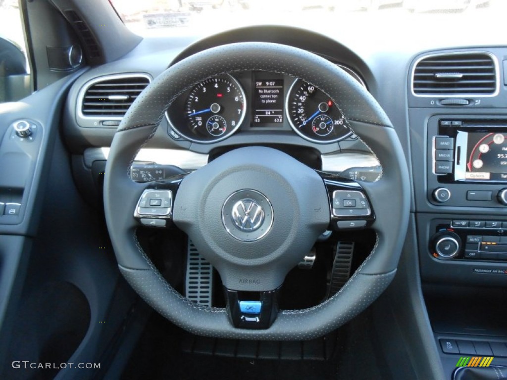 2013 Volkswagen Golf R 2 Door 4Motion Titan Black Steering Wheel Photo #70379571