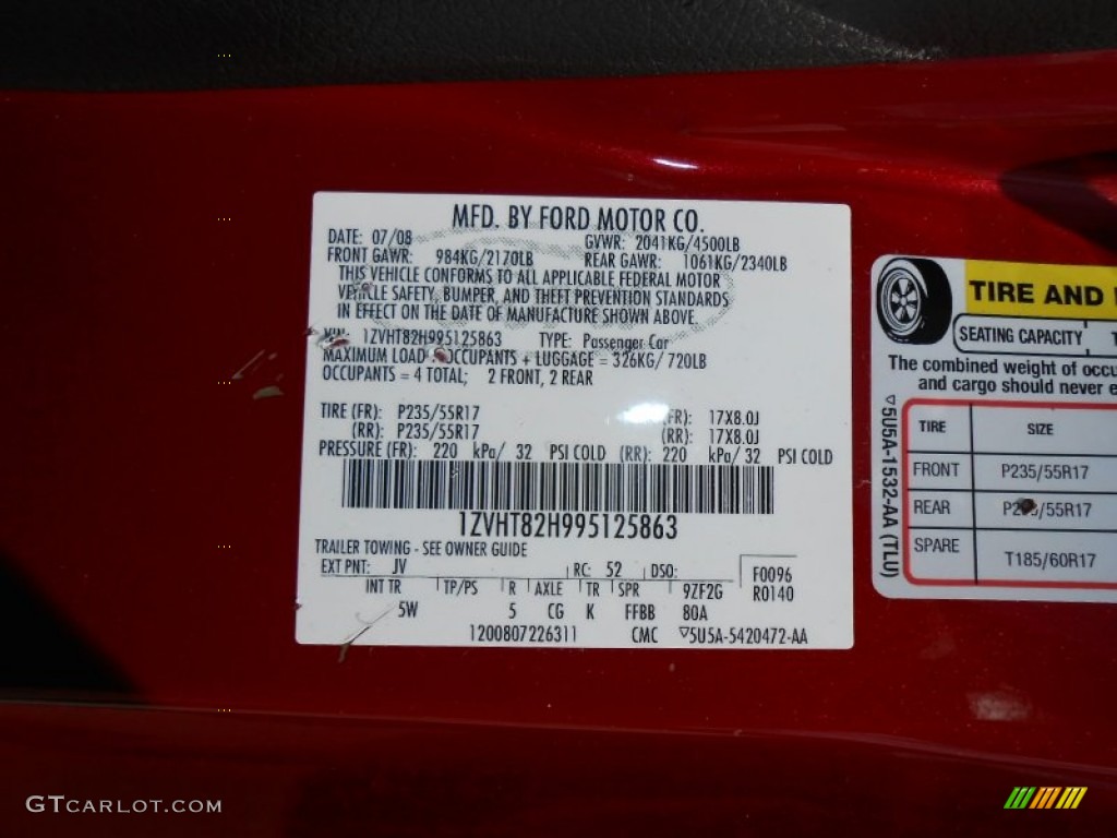 2009 Ford Mustang GT Coupe Color Code Photos