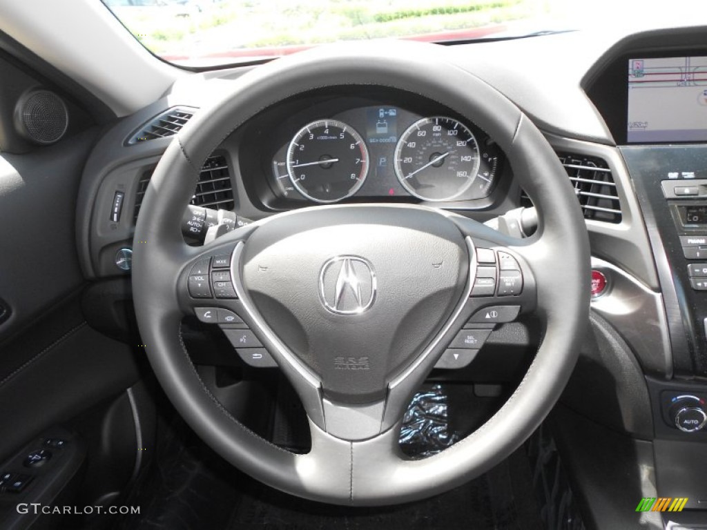 2013 Acura ILX 1.5L Hybrid Technology Ebony Steering Wheel Photo #70381110