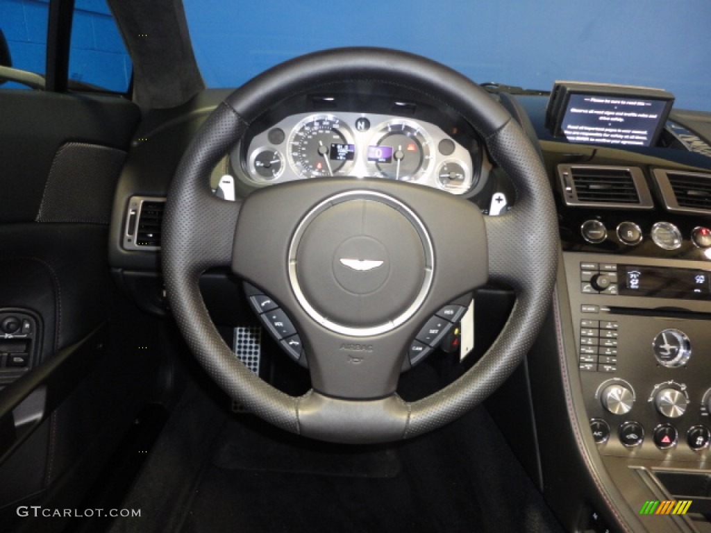 2008 Aston Martin V8 Vantage Roadster Obsidian Black Steering Wheel Photo #70386279