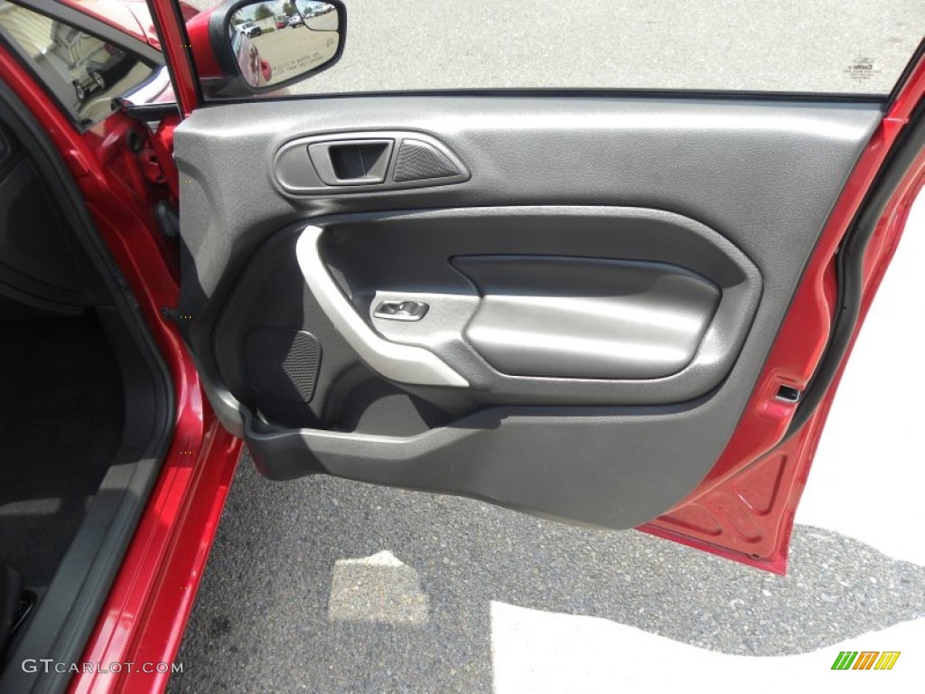 2011 Ford Fiesta SES Hatchback Charcoal Black Leather Door Panel Photo #70389465