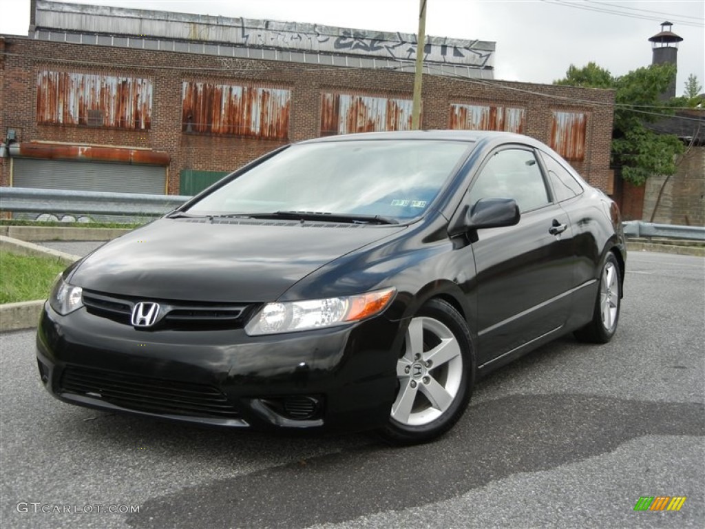 2008 Civic LX Coupe - Nighthawk Black Pearl / Gray photo #1