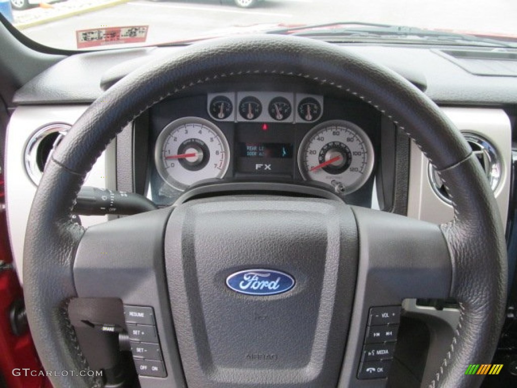 2010 Ford F150 FX4 SuperCab 4x4 Black Steering Wheel Photo #70393296