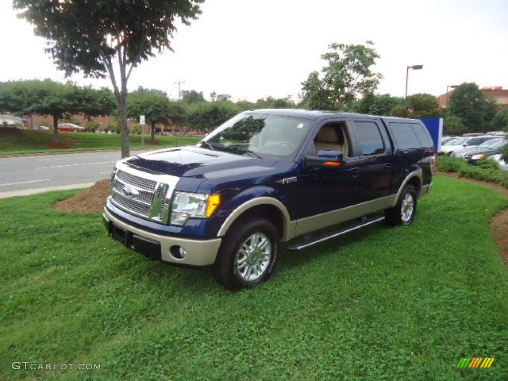 2010 F150 Lariat SuperCrew 4x4 - Dark Blue Pearl Metallic / Tan photo #3