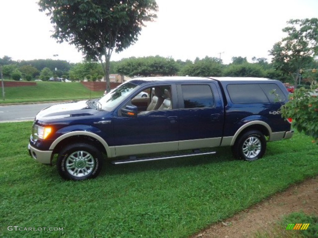2010 F150 Lariat SuperCrew 4x4 - Dark Blue Pearl Metallic / Tan photo #4