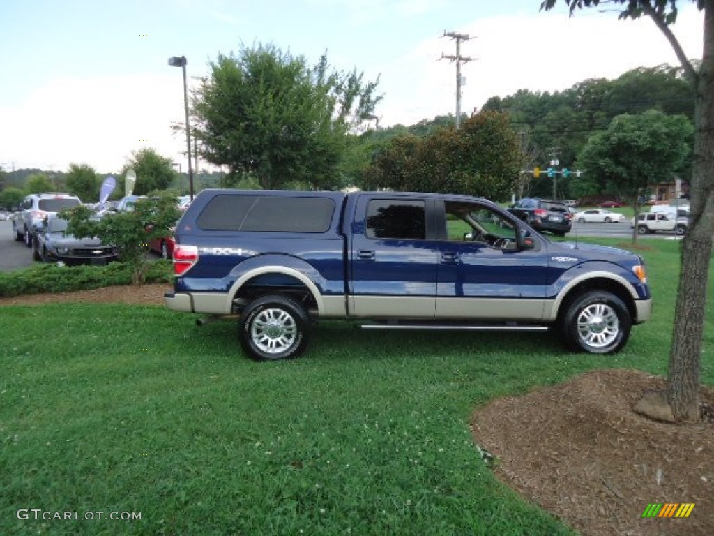 2010 F150 Lariat SuperCrew 4x4 - Dark Blue Pearl Metallic / Tan photo #8