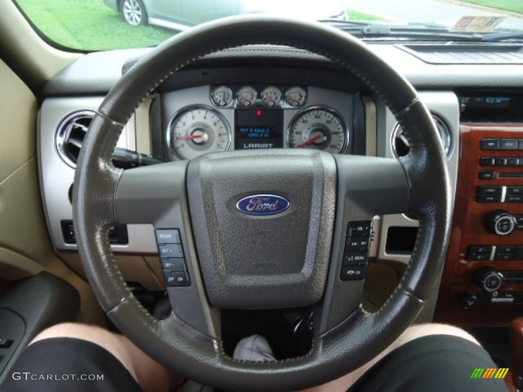 2010 Ford F150 Lariat SuperCrew 4x4 Tan Steering Wheel Photo #70396047