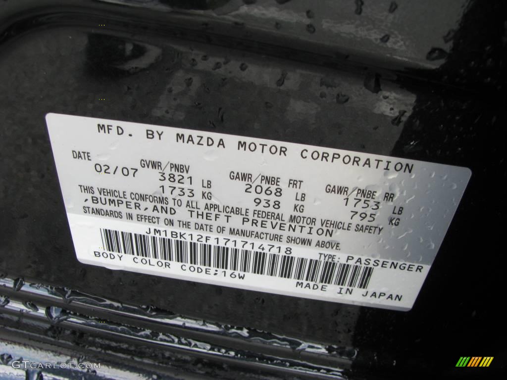 2007 MAZDA3 i Sedan - Black Mica / Black photo #14