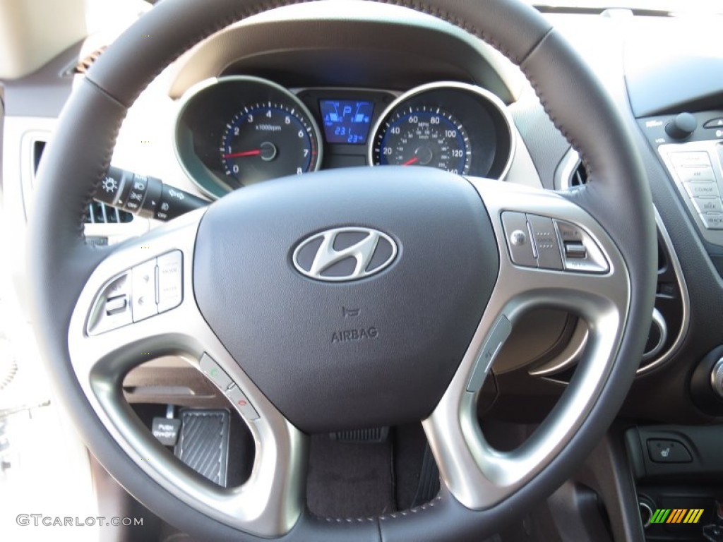2013 Hyundai Tucson Limited Taupe Steering Wheel Photo #70398438