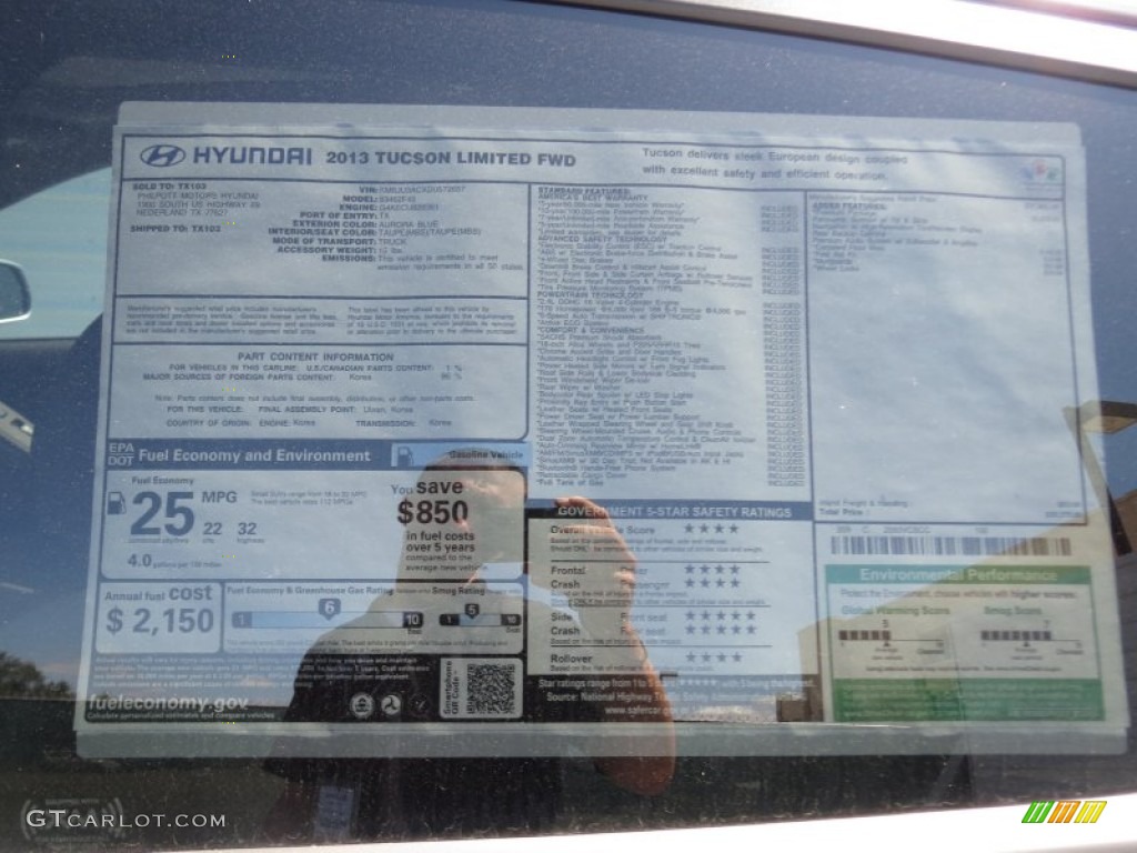 2013 Hyundai Tucson Limited Window Sticker Photos