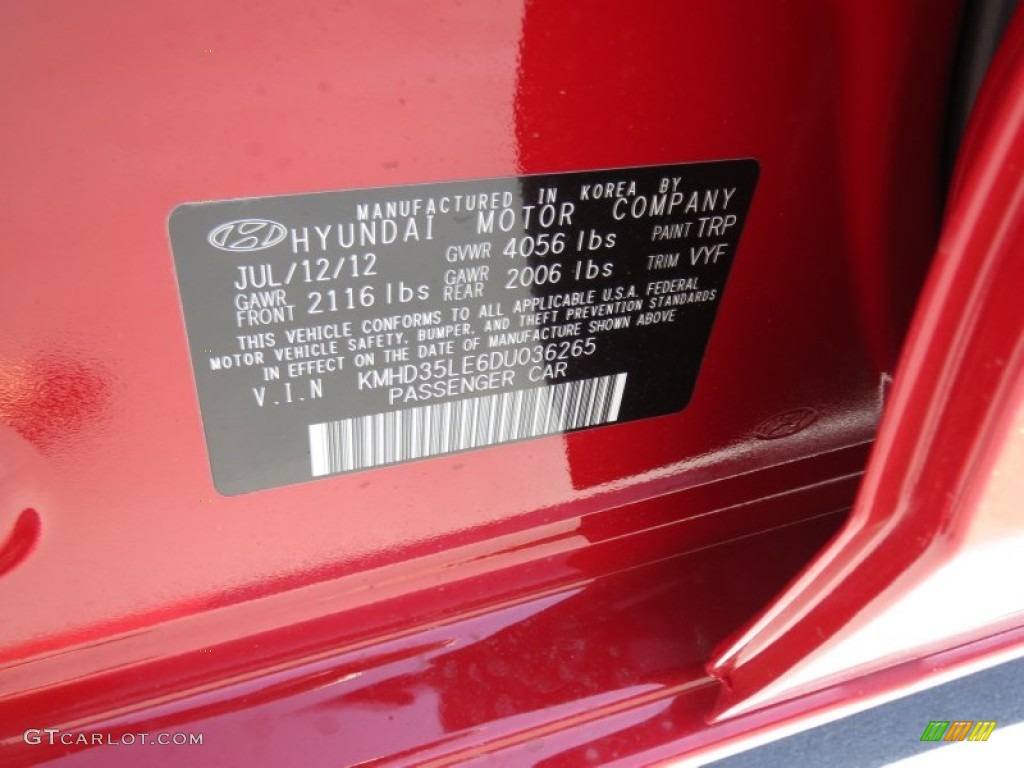 2013 Elantra Color Code TRP for Volcanic Red Photo #70398753
