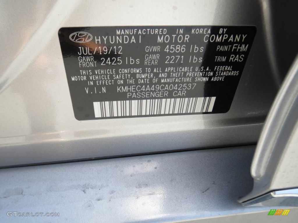 2012 Sonata Hybrid - Hyper Silver Metallic / Gray photo #35