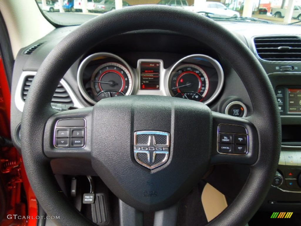 2013 Dodge Journey SE Black/Light Frost Beige Steering Wheel Photo #70400352