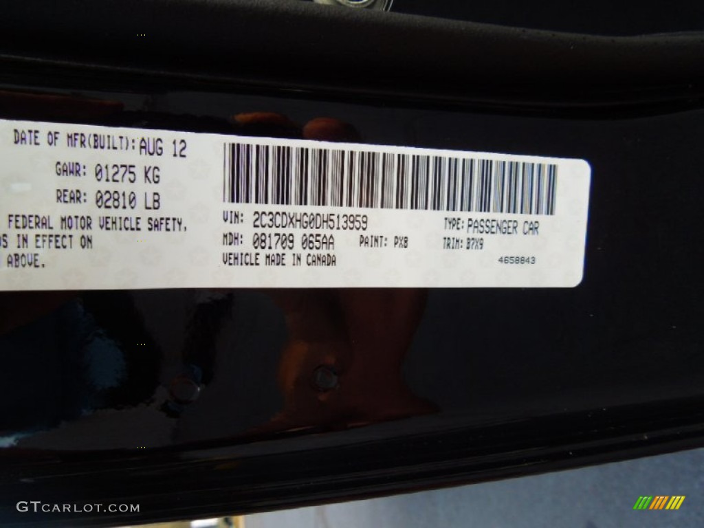 2013 Charger Color Code PX8 for Pitch Black Photo #70401072