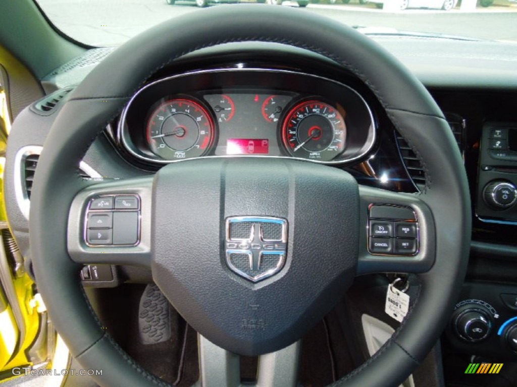 2013 Dodge Dart Rallye Black/Light Diesel Gray Steering Wheel Photo #70401441