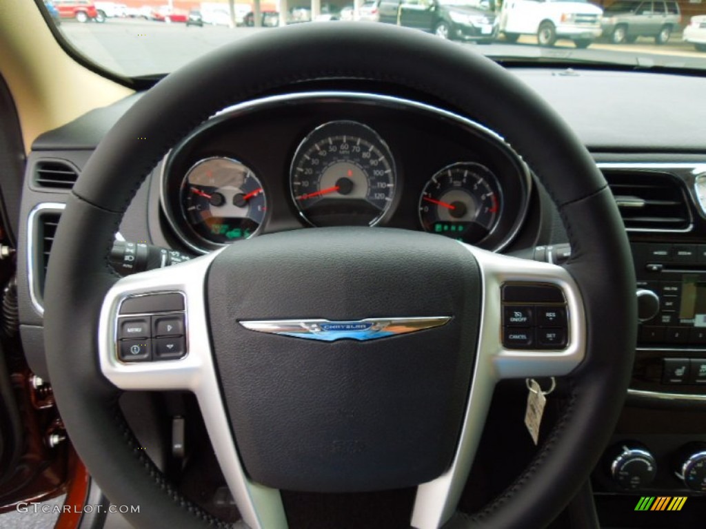 2013 Chrysler 200 Touring Sedan Black/Light Frost Beige Steering Wheel Photo #70402407