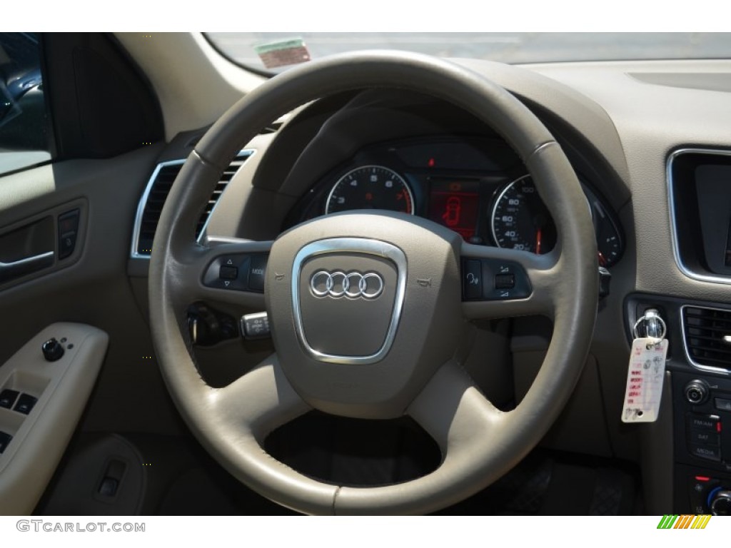 2009 Audi Q5 3.2 Premium quattro Cardamom Beige Steering Wheel Photo #70409995