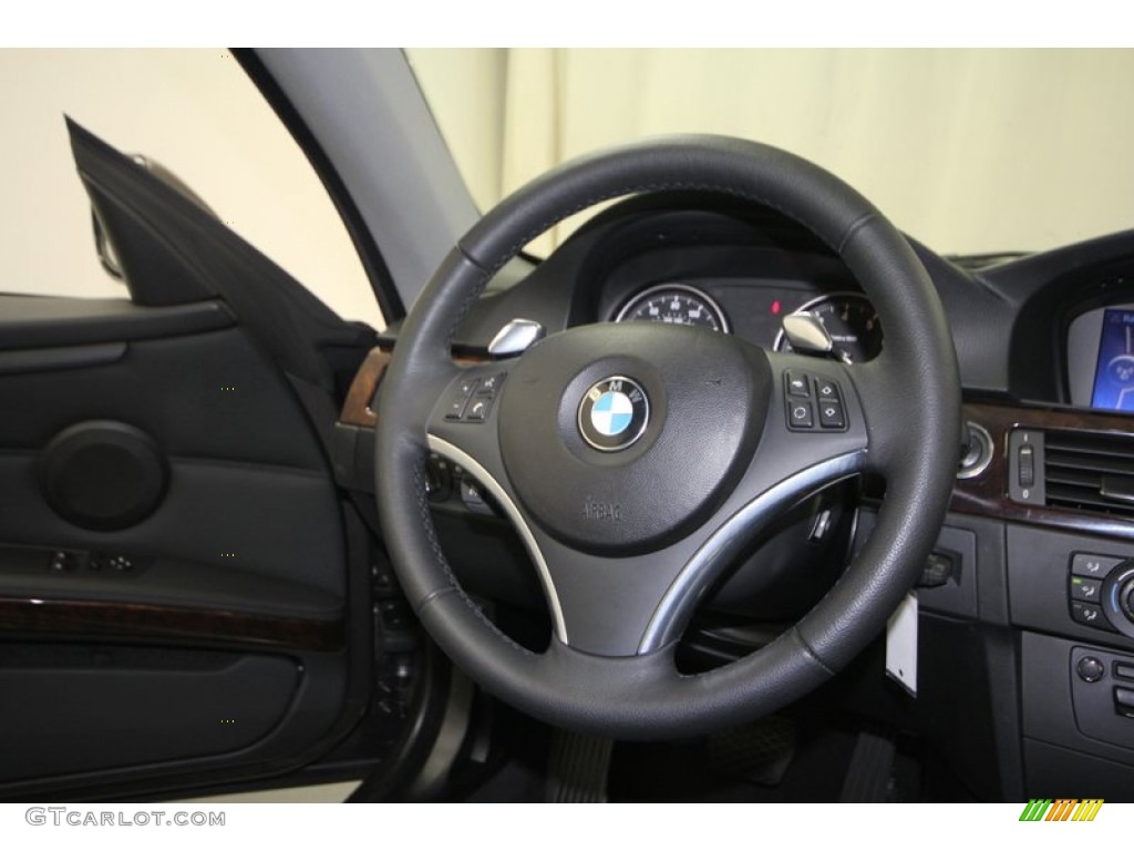 2010 BMW 3 Series 328i Coupe Black Steering Wheel Photo #70422559