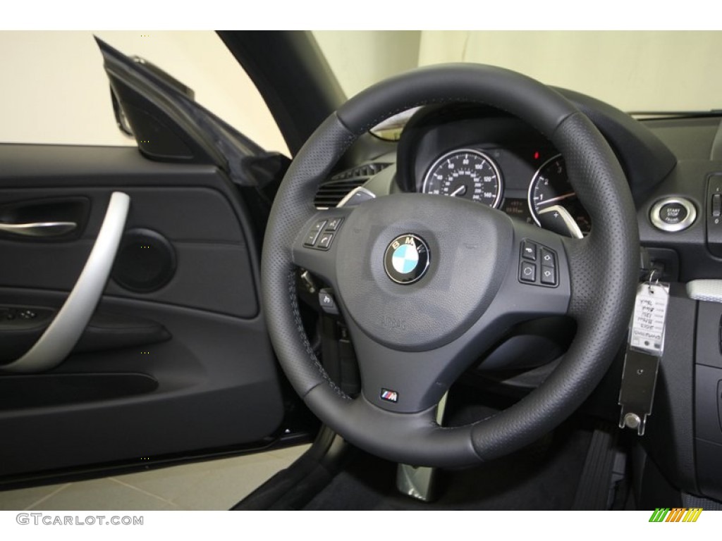 2013 BMW 1 Series 135i Convertible Black Steering Wheel Photo #70423177
