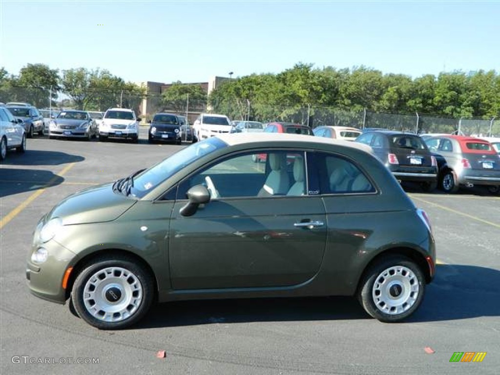 2012 500 c cabrio Pop - Verde Oliva (Green) / Tessuto Marrone/Avorio (Brown/Ivory) photo #2