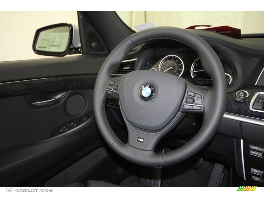 2013 BMW 5 Series 550i Gran Turismo Black Steering Wheel Photo #70427887
