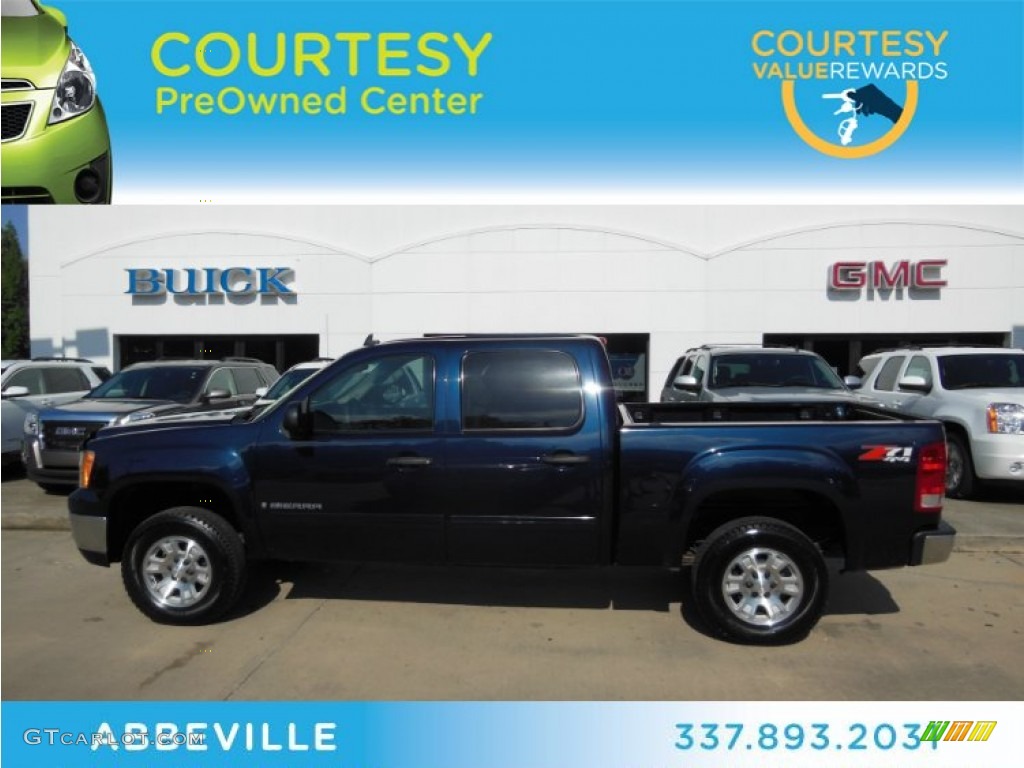 2007 Sierra 1500 SLE Crew Cab 4x4 - Deep Blue Metallic / Dark Titanium/Light Titanium photo #1