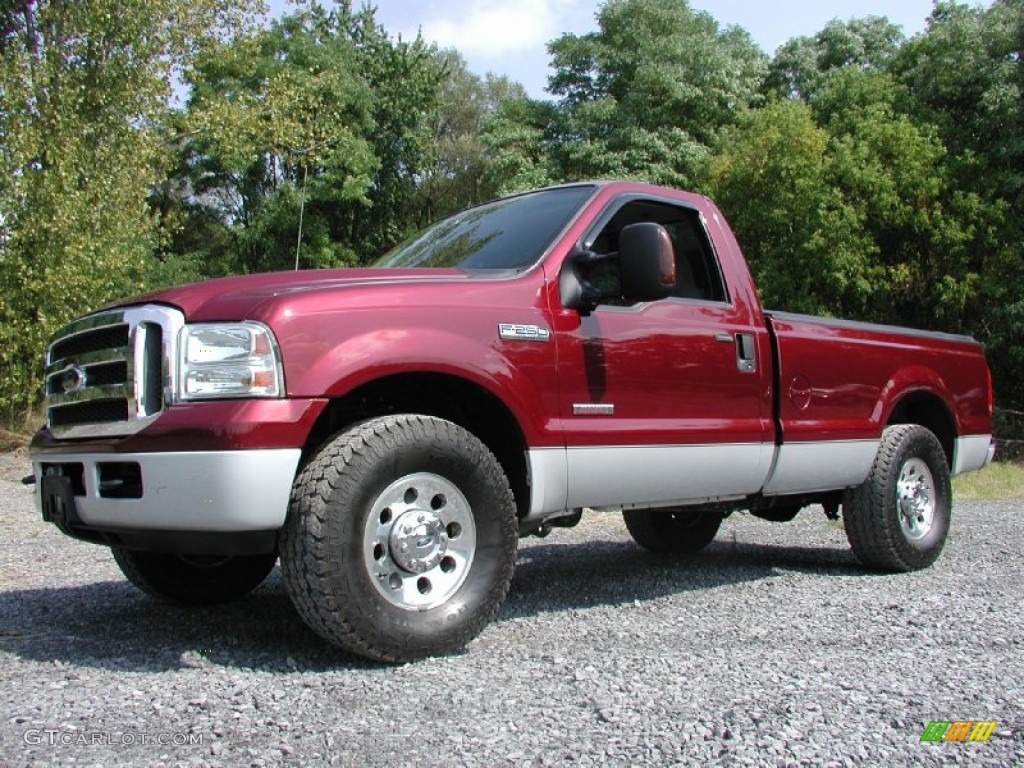 Dark Toreador Red Metallic 2005 Ford F250 Super Duty XLT Regular Cab Exterior Photo #70428631