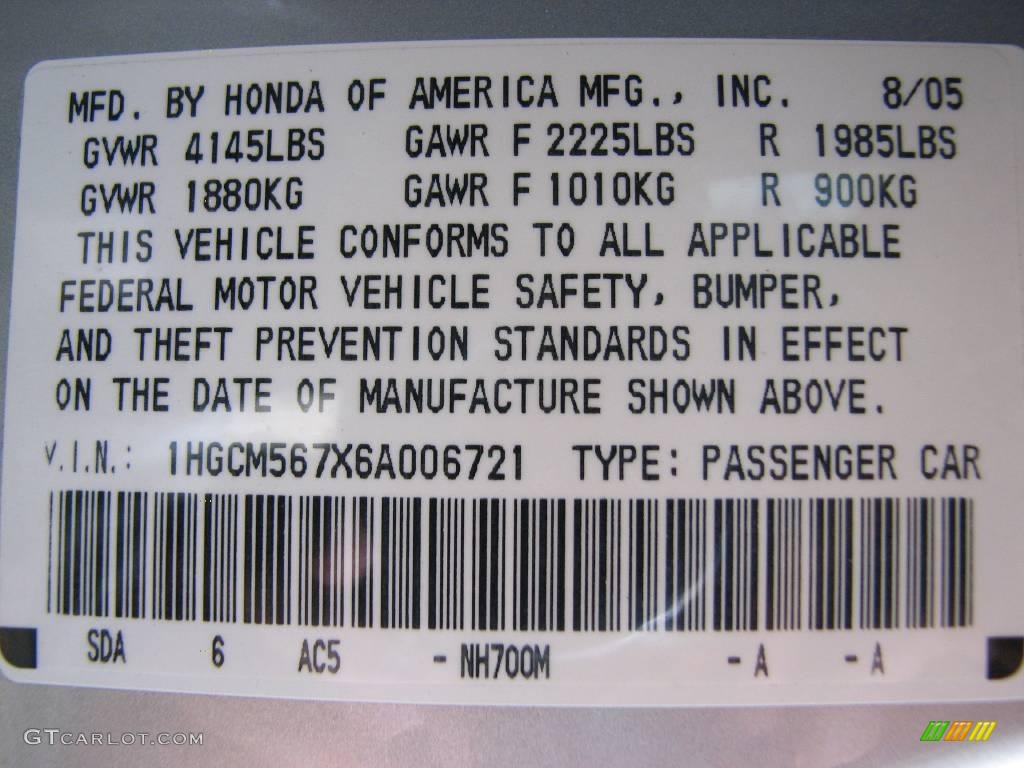 2006 Accord EX Sedan - Alabaster Silver Metallic / Black photo #24