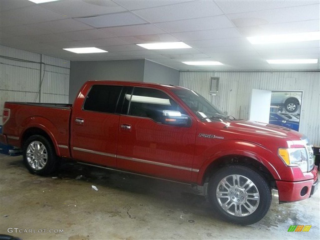 2010 F150 Platinum SuperCrew - Red Candy Metallic / Sienna Brown Leather/Black photo #2