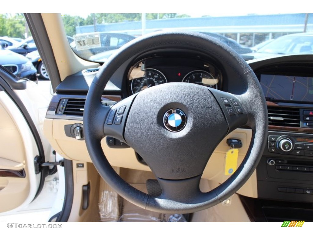 2011 BMW 3 Series 328i xDrive Sedan Beige Steering Wheel Photo #70440958