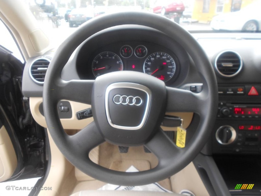 2006 Audi A3 2.0T Beige Steering Wheel Photo #70450474