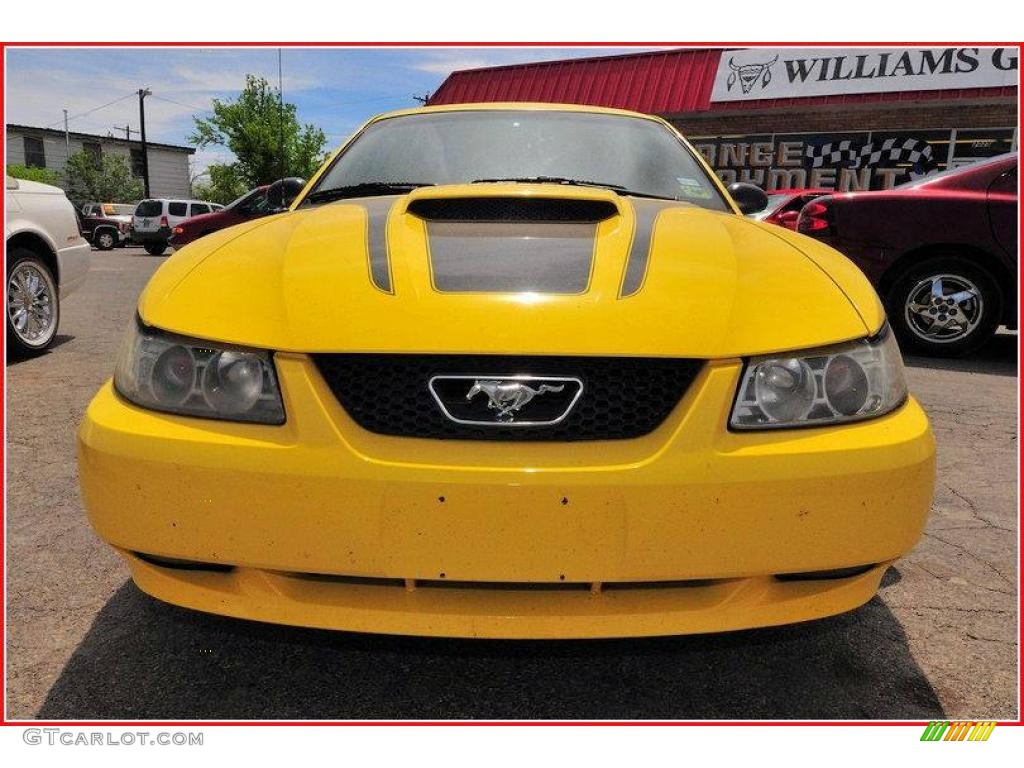 2001 Mustang GT Coupe - Zinc Yellow Metallic / Dark Charcoal photo #9