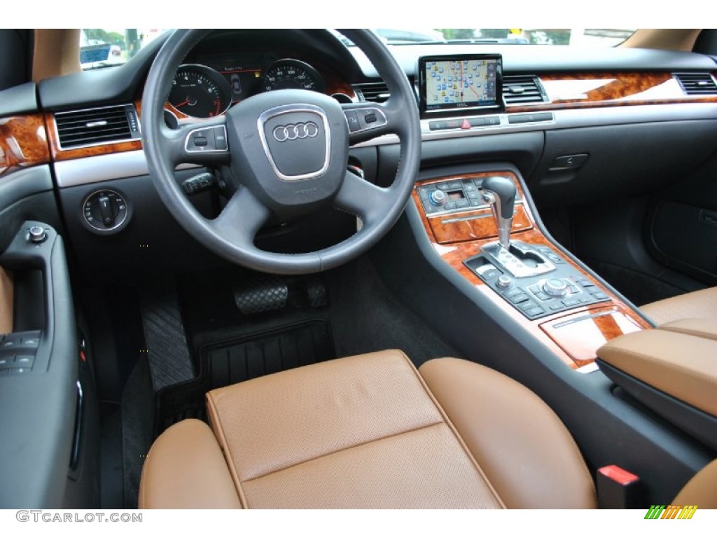 Amaretto/Black Valcona Leather Interior 2009 Audi A8 L 4.2 quattro Photo #70466923