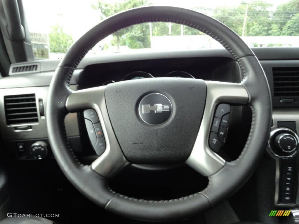 2009 Hummer H2 SUV Silver Ice Ebony Black Steering Wheel Photo #70467463