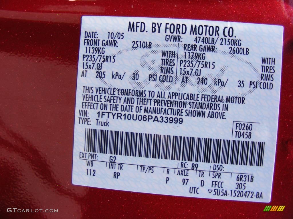 2006 Ranger Sport Regular Cab - Redfire Metallic / Medium Pebble Tan photo #31