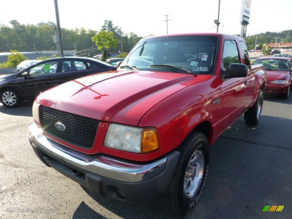 2001 Ranger XLT SuperCab 4x4 - Bright Red / Dark Graphite photo #5