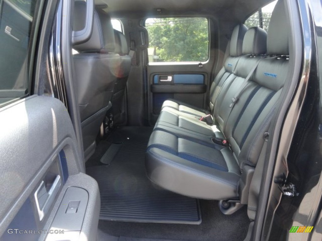 Raptor Black Leather/Cloth with Blue Accent Interior 2012 Ford F150 SVT Raptor SuperCrew 4x4 Photo #70471363