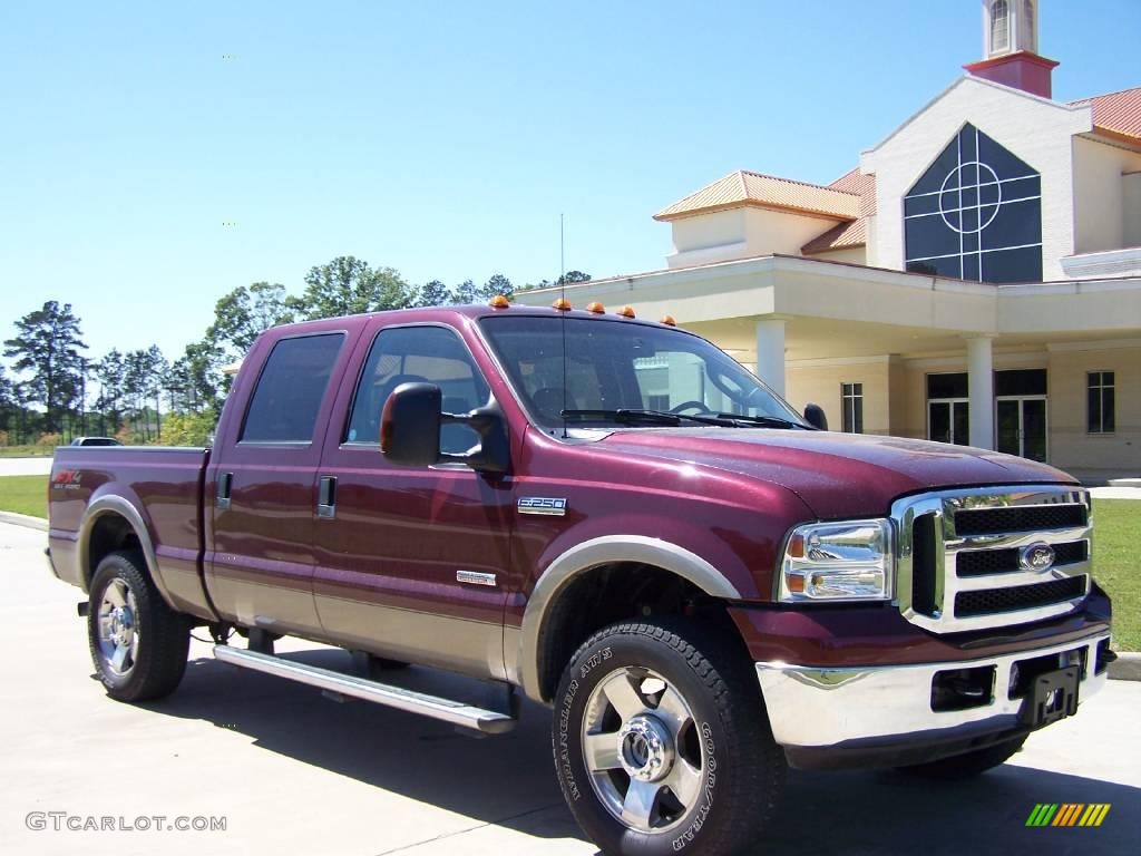 2007 F250 Super Duty Lariat Crew Cab 4x4 - Dark Toreador Red Metallic / Tan photo #1