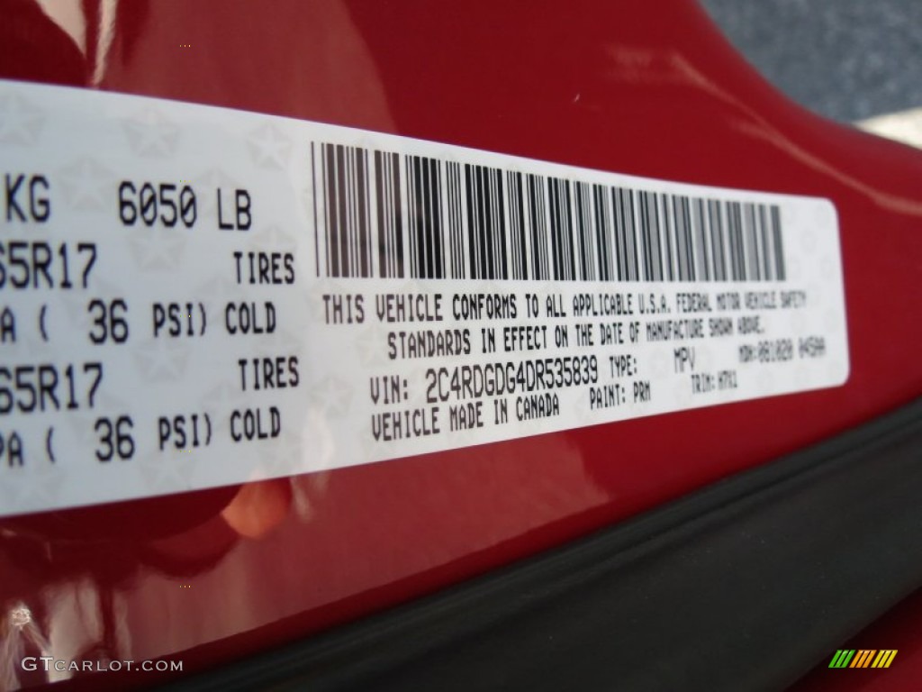 2013 Grand Caravan Color Code PRM for Redline 2 Coat Pearl Photo #70481042