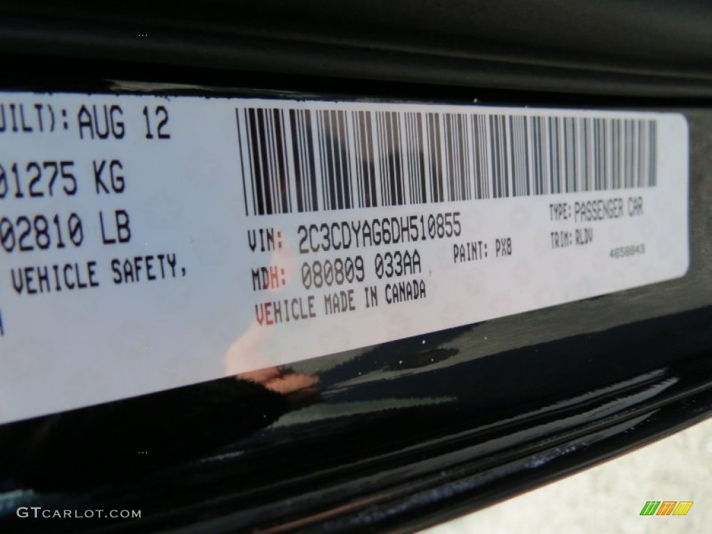 2013 Challenger Color Code PX8 for Pitch Black Photo #70483268