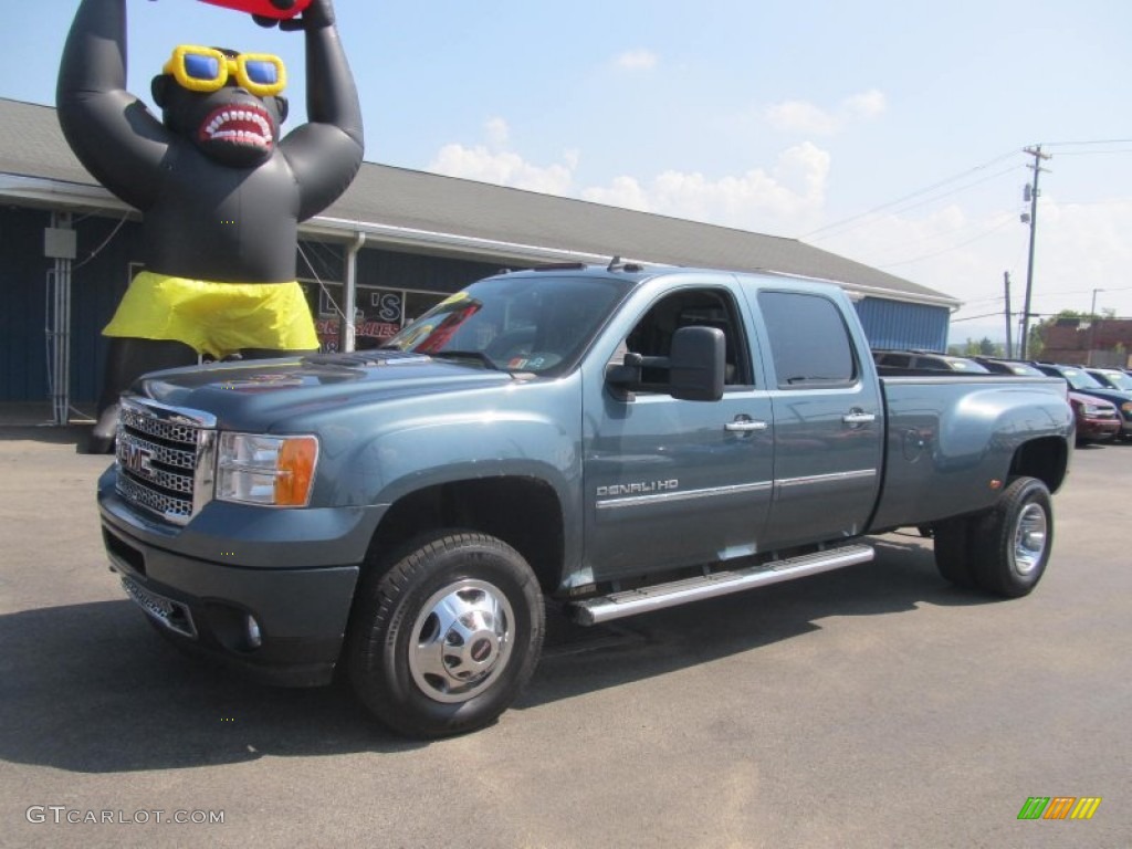 2011 Sierra 3500HD Denali Crew Cab 4x4 Dually - Stealth Gray Metallic / Ebony photo #1