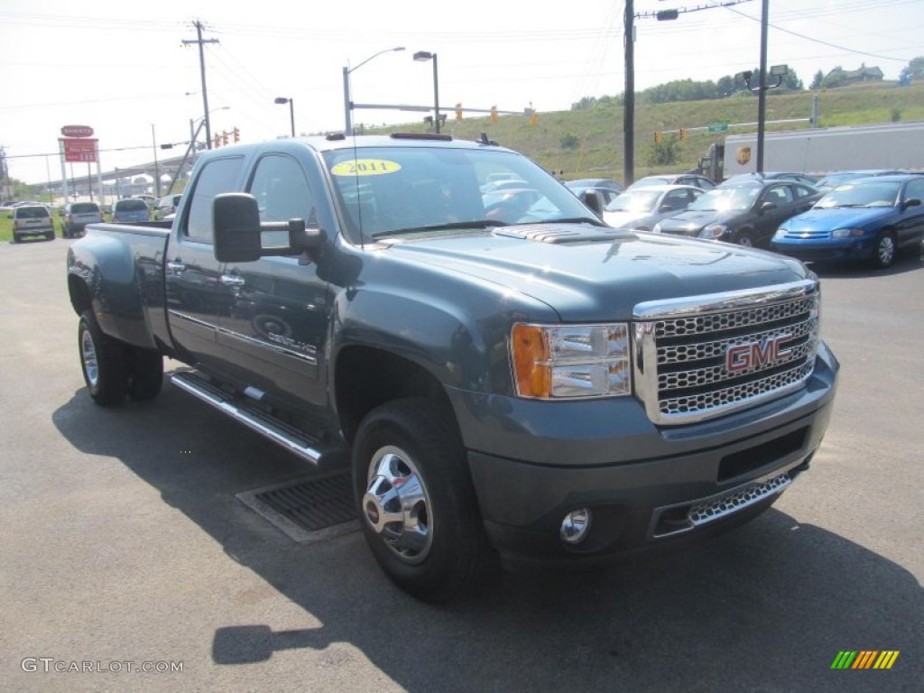 2011 Sierra 3500HD Denali Crew Cab 4x4 Dually - Stealth Gray Metallic / Ebony photo #6