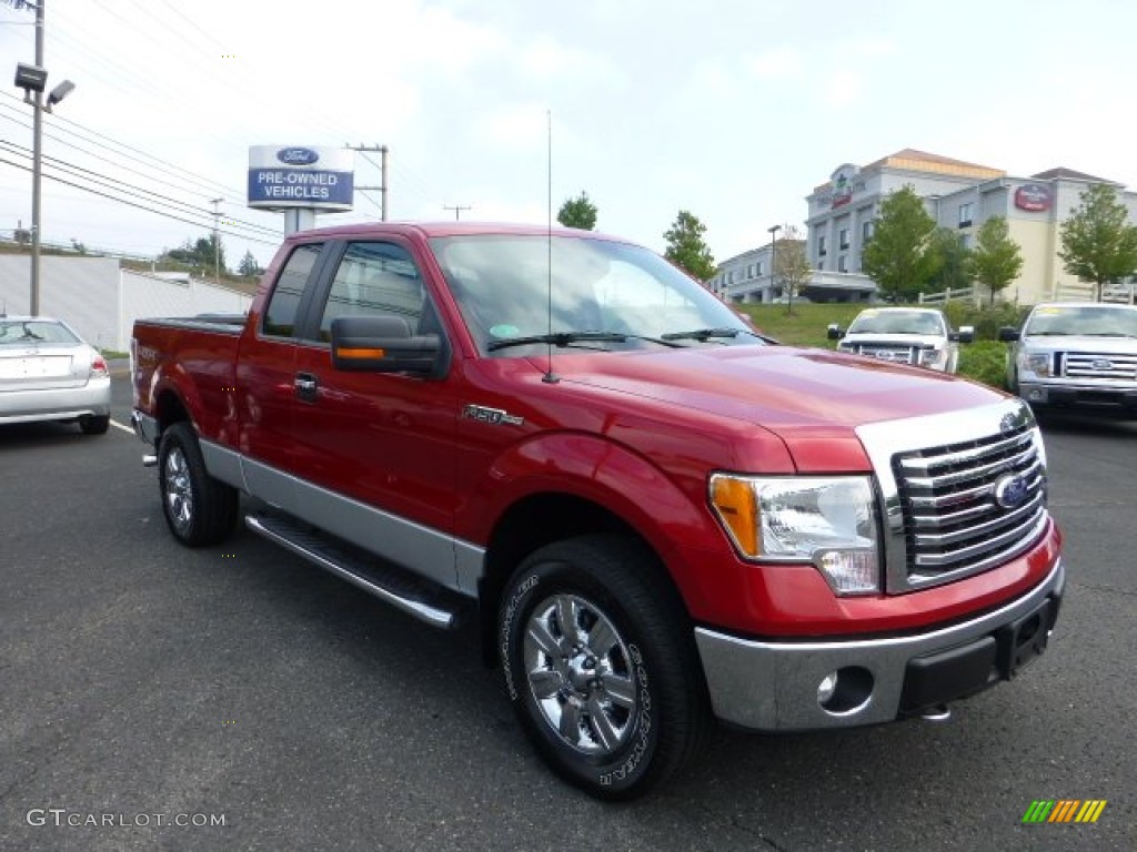 2011 F150 XLT SuperCab 4x4 - Red Candy Metallic / Steel Gray photo #1