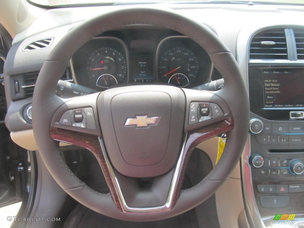 2013 Chevrolet Malibu LTZ Cocoa/Light Neutral Steering Wheel Photo #70493312