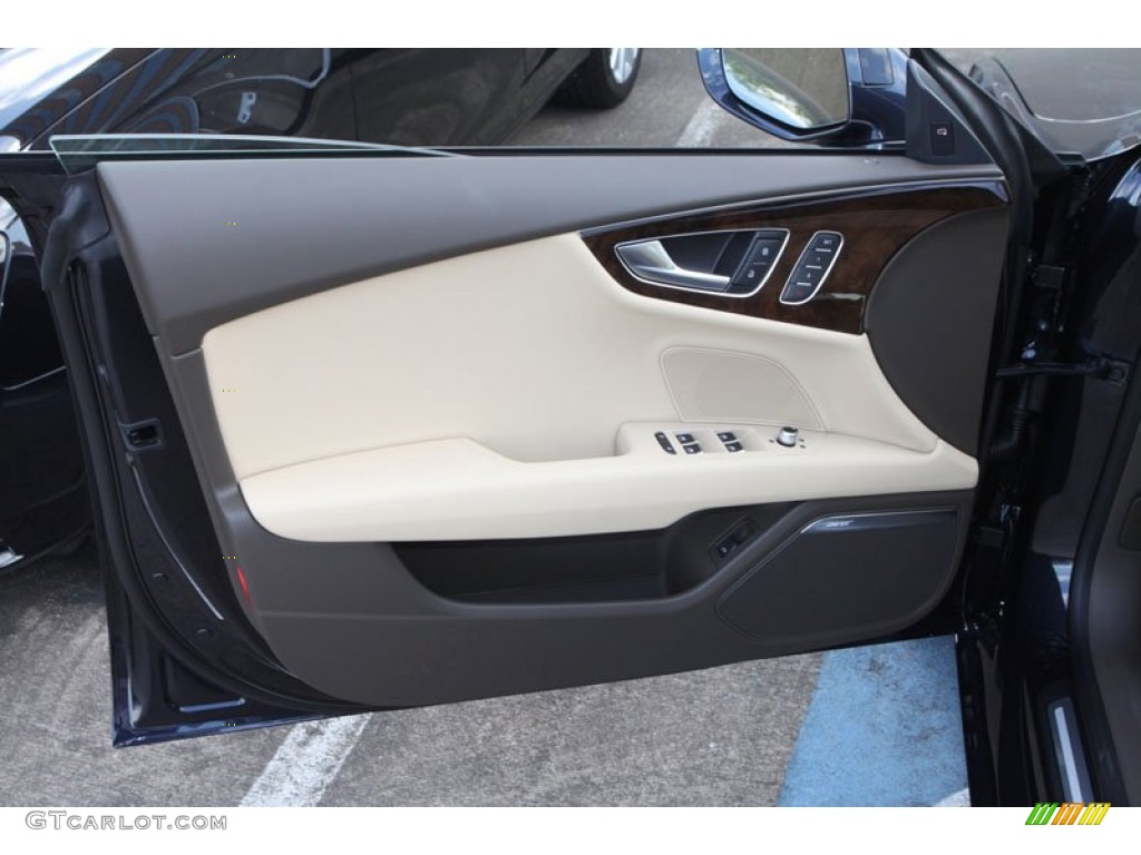 2013 Audi A7 3.0T quattro Premium Plus Velvet Beige Door Panel Photo #70493900
