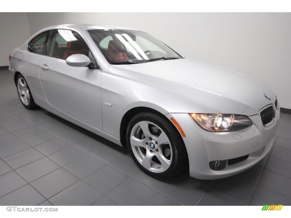 2007 3 Series 328i Coupe - Titanium Silver Metallic / Coral Red/Black photo #8