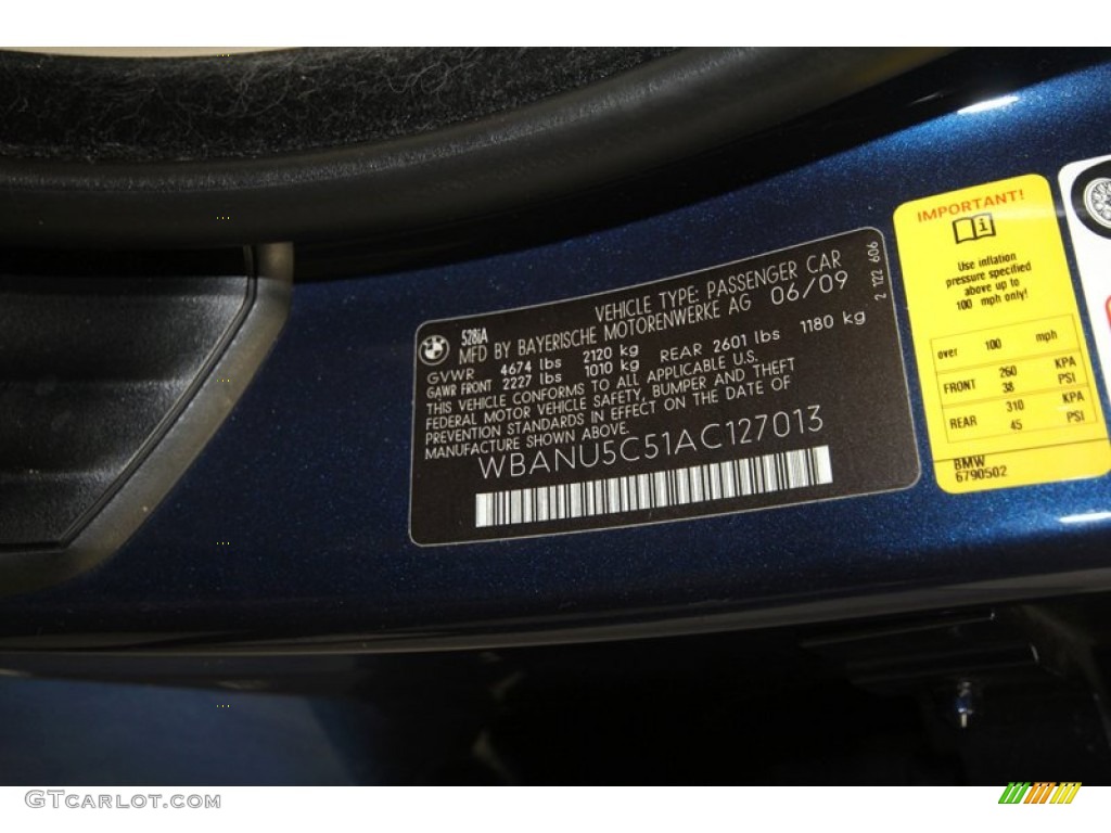2010 BMW 5 Series 528i Sedan Info Tag Photos